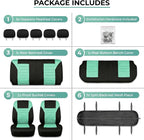 FH Group Automotive Car Seat Covers Full Set Premium 3D Air Mesh Front Seat Covers, Airbag Compatible & Split Bench Cover Universal Fit Interior Accessories for Cars Trucks and SUVs - Mint
