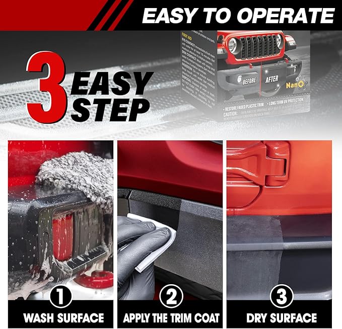 Ceramic Trim Coat Kit, Plastic Restorer for Cars Ceramic Coating Wipes to Lasting Over 230 Washes,The Ceramic Coating Helps Improve Optical Clarity On Clear Car Plastic