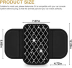 Bling Center Console Cover with 2 Side Pockets Fit for Highlander Multi-Functional Car Armrest Cushion Diamond-Studded Rhombus Pattern Style(Black&Silver Diamond)