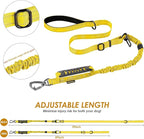 AUBELL Tactical Dog Leash Heavy Duty,4-6ft Reflective Strong No Pull Bungee Leash for Medium Large Dogs with Comfortable Padded Double Handle,Car Seat Belt,360 Degree Rotating Carabiner,Yellow
