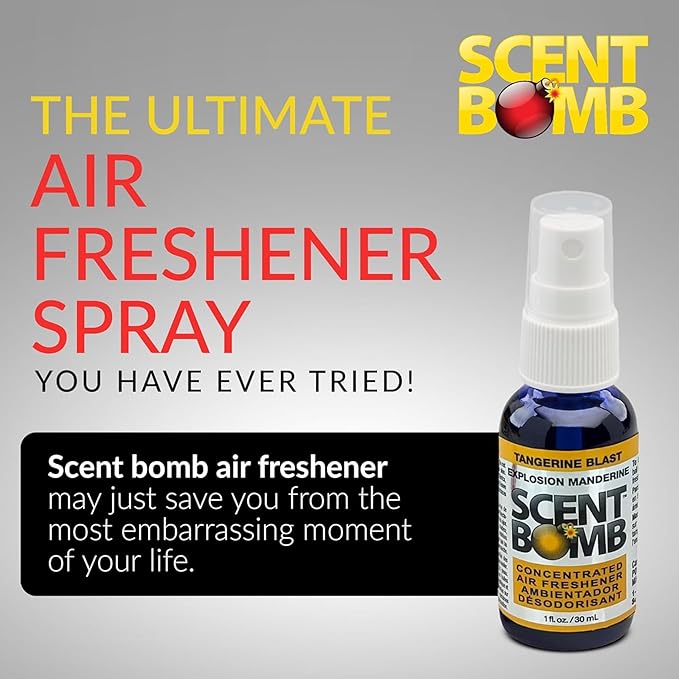 Scent Bomb Air Freshener Spray, 100% Oil Based Concentrated Air Freshener, Air Freshener Spray for Car, Room, Bathroom and Odor Eliminator (Tangerine Blast)