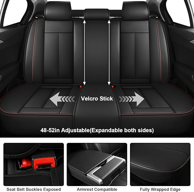 Fit for 98% of Mercedes Benz Car Seat Covers, Premium Nappa Leather Seat Cover, Fully Wrapped Protect Modern Style Seat Cover (5-Seat Standard, Black & Coffee)