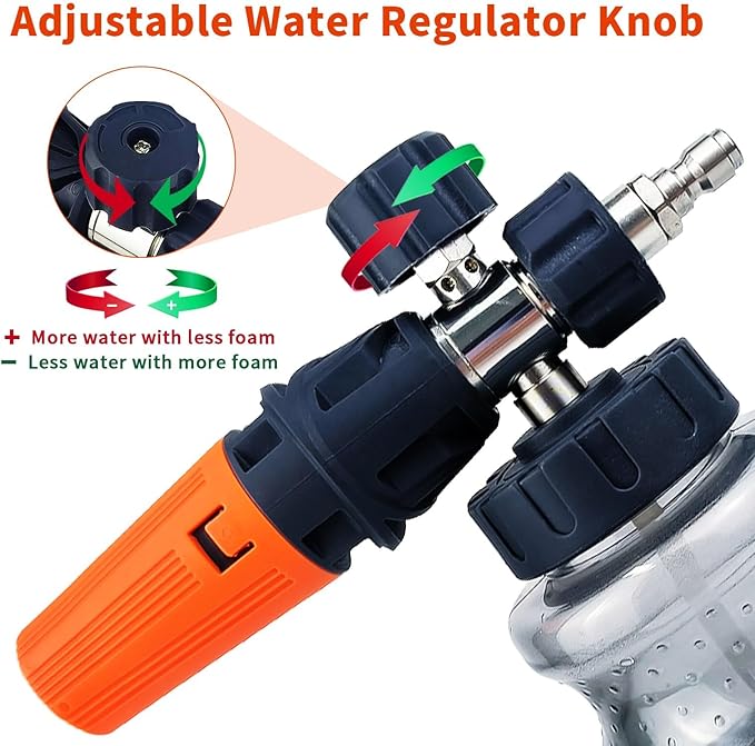 FENG PAI Pressure Washer Foam Cannon with Dual Connector Accessory, 7 Pressure Washer Sprayer Nozzles, Double Tip Attachment For Soap Cannon, 1/4" Quick Connect