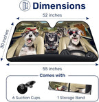 GENANY Cute Miniature Schnauzer Dog Family Funny Windshield Sun Shade for Car SUV Truck (55x30 Inches), Sun Shade Windshield, Protector Blocks UV, Spring Car Decor