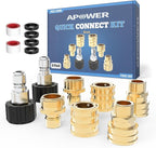 Pressure Washer Quick Connect Kit, M22-14mm to 3/8" Male Female Quick Disconnect Kit for Power Washer, 3/4 Inch Hose Fittings Adapter Set, Brass, 8 pcs