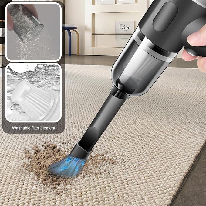 YUNYILAN Wireless Handheld Car Vacuum Cleaner High Power Rechargeable Household Mini Vacuum, Vacuum for Desk, Home and Office Dust Cleaning, Protable Vacuum Cleaner for Car