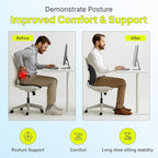 Teemtan Lumbar Support Pillow for Office Chair & Car, Ergonomic High-Density Memory Foam Back Cushion with Cooling Breathable Cover, Adjustable Strap for Lower Back Comfort and Posture, Black