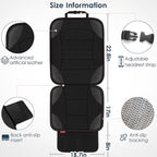 Sinvitron Car Seat Protector for Child Car Seat - Waterproof Non-Slip Leather Mat with 2 Mesh Pockets, Universal Seat Cover for Baby, Pets & Vehicles(2-Pack,Black)