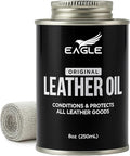 Leather Oil Conditioner with Applicator & Cloth – All-Natural Deep Conditioning Oil for Saddles, Furniture, Bags, Belts & Leather Gear – 8.45oz Restorative Oil for Dry, Cracked Leather