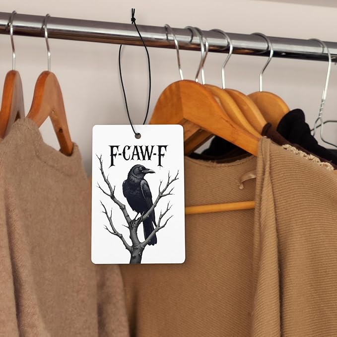 Funny Gothic Skull Black Crow Car Air Freshener 4 Pcs, Dark Humor Raven Hanging Air Freshener for Cars Closet Drawer Books, Witchy Goth Bird Floral Car Accessories for Women Men