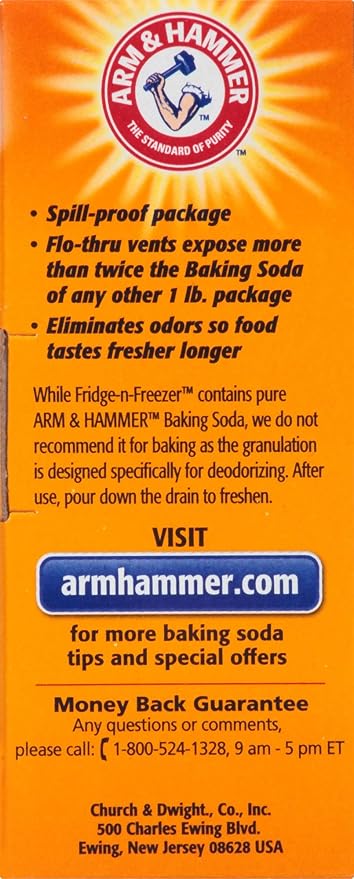 Arm & Hammer Baking Soda Fridge-n-Freezer Odor Absorber, Orange 14 oz, Pack of 24
