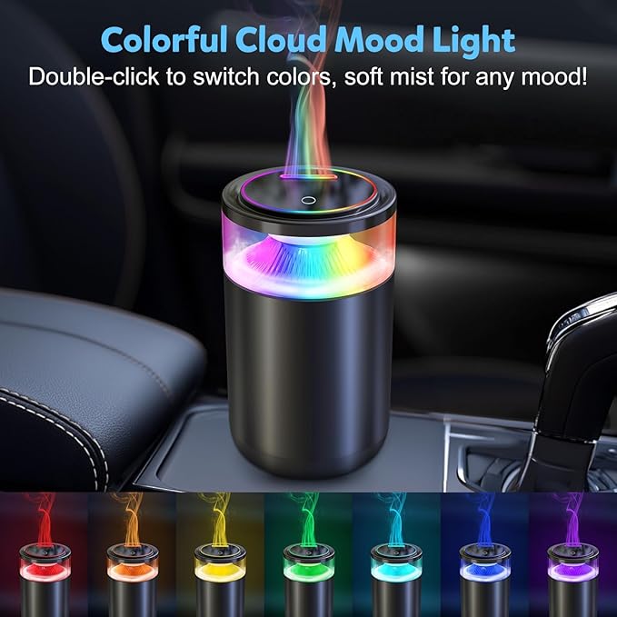 2025 Upgraded Smart Car Air Freshener Diffuser, New Smell Air Freshener Long Lasting, Auto On/Off, Adjustable Modes, Car Scent with 8 Ambient Lights, Diffusers for Essential Oil-Freesia