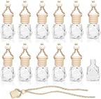 Car Diffuser Bottle Set 8ml– 30pcs Diamond Shaped Hanging Car Oil Diffusers, Refillable Glass Air Freshener Bottles for Essential Oils, Closet & Car Use