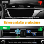3 PCS Bling Car Air Vent Clips, Rhinestone Daisy Butterfly Air Freshener Outlet Diffuser Clip, Cute Auto Air Conditioning Clip Charm for Women Girls, Decor Car Accessories (Blue)