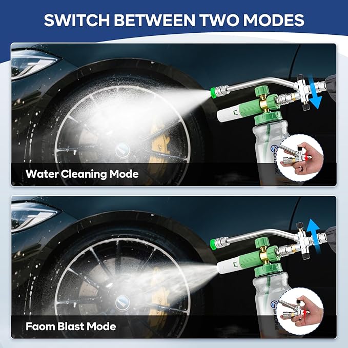 Foam Cannon Dual-Connector Accessory, Pressure Washer Double Tip Attachment for Soap Cannon, 1/4" Quick Connect Dual Lance Pressure Washer Wand, 5 Pressure Washer Sprayer Nozzles