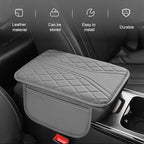 Car Center Console Cover, Leather Automotive Armrest Cushion with 2 Storage Bags, Breathable Armrest Cover, Universal Waterproof Arm Rest Protection Pad for SUV, Sedan, Truck (Gray)