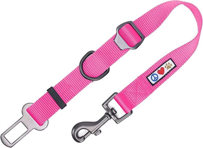 Pawtitas Dog Seat Belt | Pet Safety Seat Belt with Adjustable Strap for Small to Large Dogs | Exceeds Dog Safety Standards | Keep Your Dog Secure in The Car - Pink Car Seat Belt for Dogs