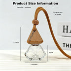 2-Pack Hanging Car Air Freshener, Refillable Glass Diffuser Bottle with Wooden Cap, Drift Car Freshener for Essential Oils, Long-Lasting Scent - Car Accessories for Women Men-Rhombus