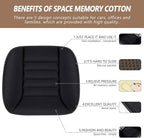 MYFAMIREA Car Seat Cushion Pad 1.2" Thick Comfort Seat Protector for Car Driver Seat Office Chair Home Use Memory Foam Seat Cushion with Non Slip Bottom, 20'' x 18.5'', Black