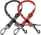 AUBELL Dog Seat Belt for Car,2 Pack Set 3-in-1 Adjustable Reflective Bungee Heavy Duty Dog Car Harness Tether with Clip Hook Latch & Buckle,Swivel Zinc Alloy Carabiner,Black+Red