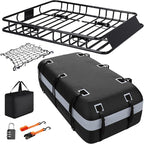Heavy Duty Universal Rooftop Cargo Carrier Roof Rack, 64"x36"x5" Roof Rack Basket with 20 Cu.Ft Waterproof Bag, for SUV, Truck and Van, 250lbs Capacity, Corrosion Resistant (ROOF 64" and Bag)