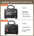 Ozone Generator, 48,000mg/h High Capacity O3 Machine for Large Spaces Up to 4,000 Sq Ft, Portable Odor Eliminator for Car, Home, Basement, Smoke, Pets, and Commercial Use, Orange