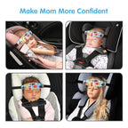 Baby Carseat Head Support,Car seat Straps Pillow Support Ban,Stroller Neck Relief Strap Headrest,Slumber Sling Sleep Positioner for Toddler Infants Child Children Kids（Blue Elephant + Owl）