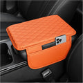 Upgraded Car Center Console Cover,Microfiber Leather Car Armrest Cover Cushion with 2 Storage Bags,Universal Car Armrest Storage Box Car Interior Accessories Fit Most Cars (Orange)