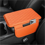 Upgraded Car Center Console Cover,Microfiber Leather Car Armrest Cover Cushion with 2 Storage Bags,Universal Car Armrest Storage Box Car Interior Accessories Fit Most Cars (Orange)