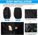 FIILINES Center Console Cover for Ford Maverick 2022-2026, Armrest Cover Leather Pad Cushion Maverick Accessories Armrest Cover Anti-Scratch Black