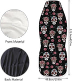 Goth Skull Rose Seat Covers for Car, Universal Stretchy Cars Front Seat Protectors Cover, Men Women Car Accessories Decoration Saddle Blanket for Bucket Seat, Set of 2