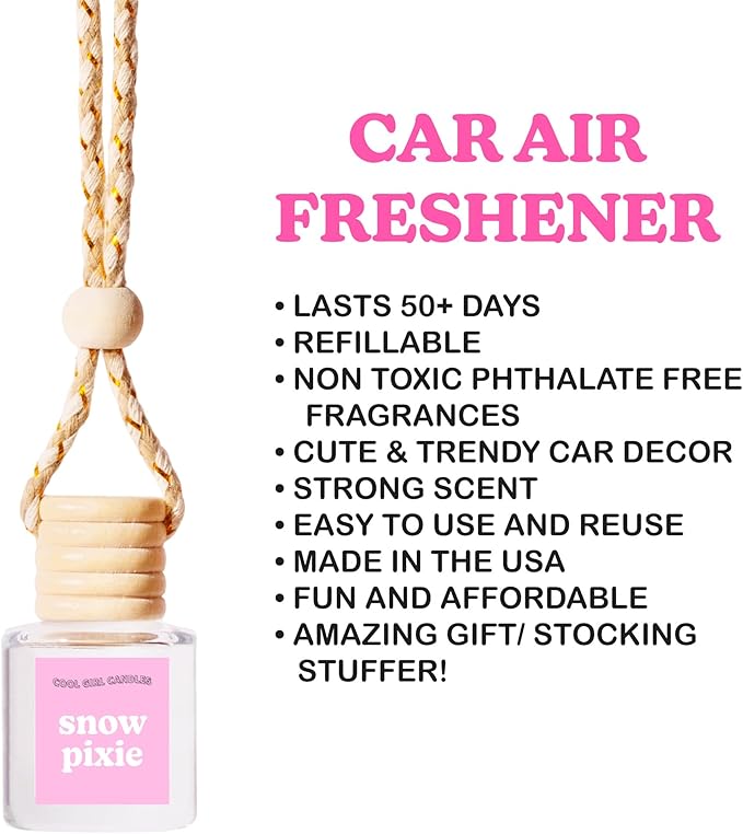 COOLGIRLCANDLES Coffee Date Car Hanging Fragrance Oil Diffuser - Air Freshener for Essential Oils, Scents Aromatherapy Automobile, Long Lasting Car Bottle