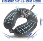 Travel Pillow Memory Foam for Airplanes - Neck Pillow for Traveling, Car, Home, Flight Pillow for Sleeping with Attachable Snap Strap Soft Washable Cover, Provide Head Neck Support Rest, Dark Gray