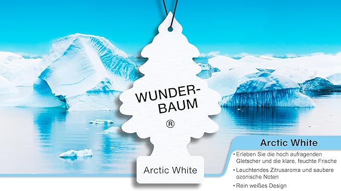 LITTLE TREES Car Air Freshener | Hanging Paper Tree for Home or Car | Arctic White | 1 Pack