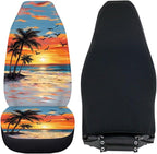 BIGCARJOB Hawaii Dusk Palm Car Seat Covers, Polyester, Universal Fit, Car, SUV, 2 Count, Front, Basic Protection, Customizable, Unique Printed