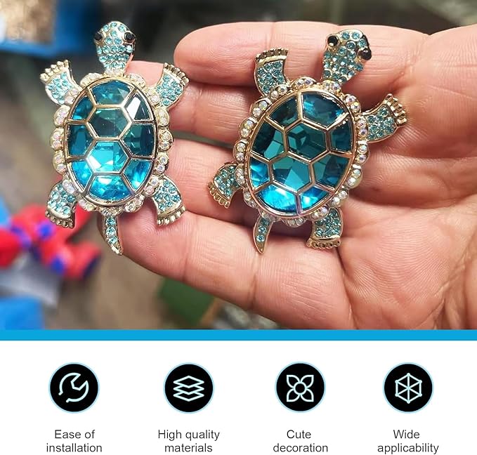 2 PCS Sea Turtles Car Air Fresheners Vent Clips, Cute Sea Turtles Decor Ocean Themed, Glamorous Turtle Car Accessories for Women, Refillable Interior Decoration Outlet Diffuser (Blue)