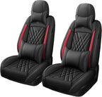 Car Seat Covers Compatible with Toyota Camry 2012-2026 Durable Waterproof Automotive Seat Covers Stretchable, Airbag Compatibility, Premium Nappa Leather(Black Red, 2 Pcs Front with Pillow)