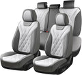 Coverado Car Seat Covers Full Set, Seat Covers for Cars, Front Seat Covers and Back Seat Cover Waterproof Leather Automotive Seat Cover, Universal Car Interior Protectors for Most Cars Light_Gray