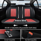 Coverado Car Seat Covers Full Set, Premium Leather Seat Cover for Cars, Front and Back Car Seat Protector, Waterproof Car Seat Cushion Universal Fit for Most Vehicles(Black&Red)