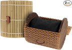 BambooMN Granulated Bamboo Charcoal Odor Absorber Bag in Decorative 4" Green and Brown Cylinder, 2 Sets