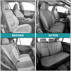 for Toyota RAV4 Seat Covers 2019 2020 2021 2022 2023 2024 2025 RAV 4 Prime & Hybrid XLE LE Limited XLE Premium (Not for XSE/SE Hybrid) - Custom Leather Car Seat Covers Full Set - BlackGrey