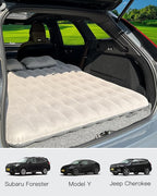 SUV Air Mattress, Inflatable Car Mattress Bottle and Phone Holder Thickened Flocking & PVC Surface Car Bed with Electric Air Pump Travel Mattress for Camping Road Trip (Grey)