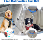 Chew Proof Dog Car Seat Belt, 2 in 1 Steel Cable Dog Car Accessories Headrest Restraint Doggie Car Seatbelt for Medium Large Dogs Chewer Heavy Duty Doggie Seatbelts for Cars Swivel Attach