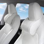 Car Headrest Memory Foam Neck Pillow for Driving with Leather Cover Soft Comfortable Seat Head Pillow Cushion for Most Cars SUV Sedan Home Office, White, 2PC
