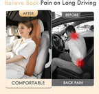 FLORICH Car Seat Lumbar Support with Headrest Pillow Memory Foam Car Lumbar Pillow Back Support Cushion 2-in-1 Ergonomic Back Rest Pillow & Car Neck Pillow for Driving Tailbone Pain Relief, Brown