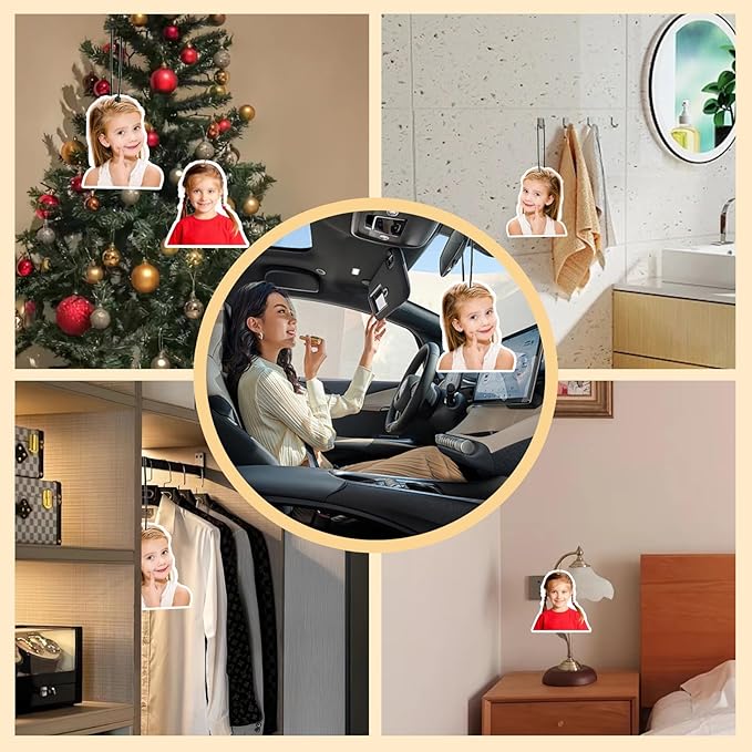 Custom Air Fresheners with Picture - Personalized Photo Car Hanging Decor Accessories Gift for Valentine’s Day Birthday Ideal for Car Wardrobe Bathroom Hanging Ornaments.(1pcs-Crop)
