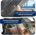 GENANY Cute Highland Cow Windshield Sun Shade for Car SUV Truck (55x30 Inches), Funny Sun Shade Windshield, Protector Blocks UV, Spring Car Decor