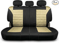 FH Group Automotive Car Seat Covers Rear Set Premium 3D Air Mesh Seat Covers, Airbag Compatible and Split Bench Cover Universal Fit Interior Accessories for Cars Trucks and SUVs - Beige