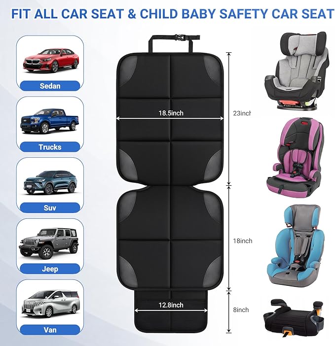 Car seat Protector 2 mesh Pocket Waterproof car seat Covers, Universal Size, Baby, pet, Children's car seat Protector, Anti Slip Bottom (1 piece)