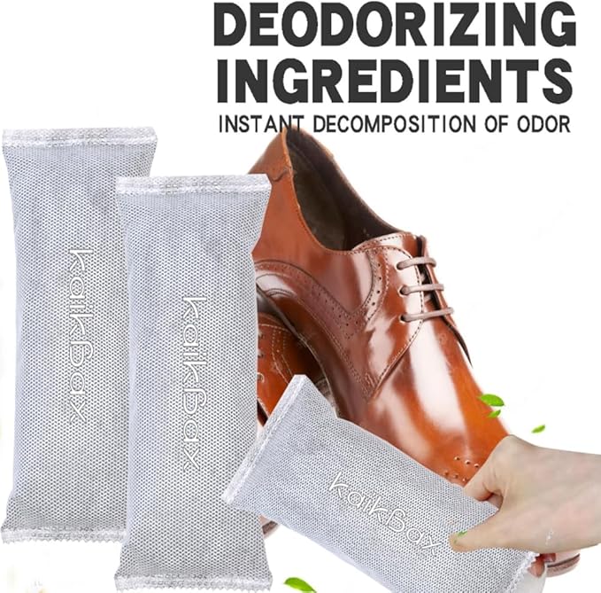 8Pack Natural Activated Charcoal Shoe Odor Absorber; Shoe Deodorizer Bags; Home or Car Odor Eliminator; Car Air Freshener;Air Purifying Bag for Home,Car,Closet,Basement,Pets